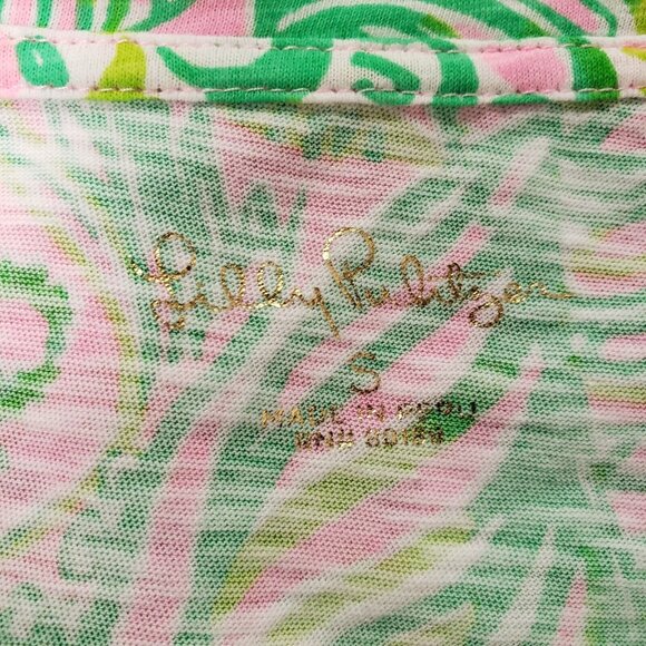 Lilly Pulitzer Womens Etta Scoop Neck Top Size S Green Pineapple Tropical Beach - Picture 3 of 9